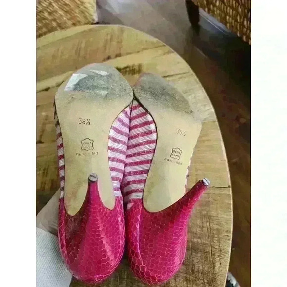 Vintage Cleo Bottier Made In Italy Crocidile Pumps Pink Size 38 1/2 - Picture 8 of 16